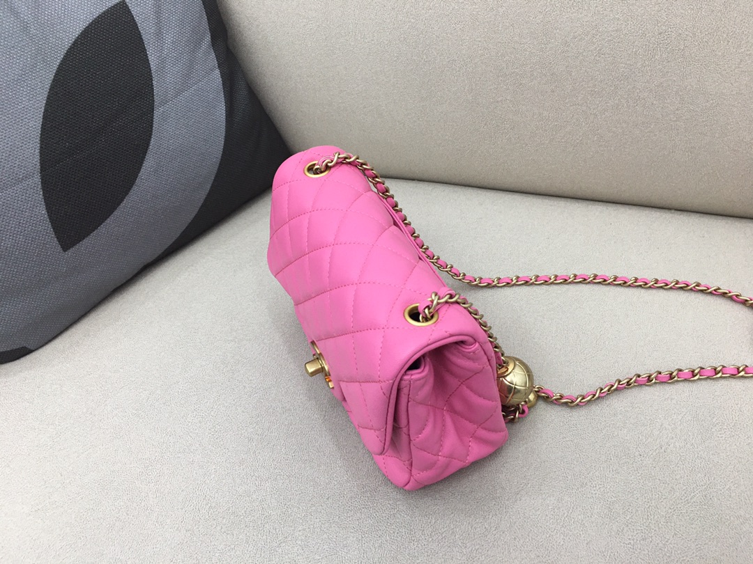 Mini Classic Flap Lambskin Bag AS1786 Peach/Gold